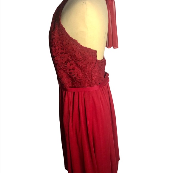 David’s Bridal Lace Candy Apple Red Valentines Color Dress Size 22 - Picture 4 of 12